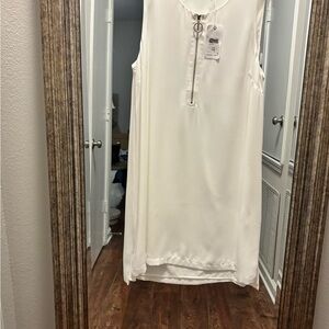 Naked Zebra White Textile with Zebra Design. Dress is lined